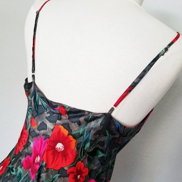 VTG Morgan Taylor 100% Silk Chemise Mini Slip Dress M Poppy Floral Romantic Y2K - Picture 5 of 9